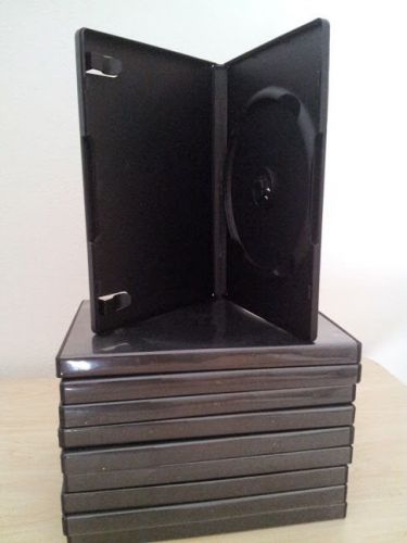 10 DVD/CD CASES Standard Single 14mm Plastic (Blk) w/clear plastic art cover