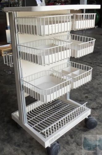 Hill Rom Model P940D Critical Care Cart 8 Wire Baskets w Castors &amp; Grab Rail