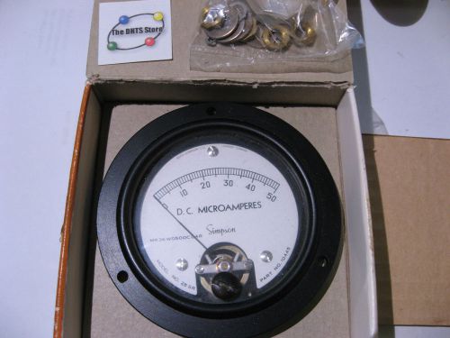 Simpson Model 25SR Vintage Panel Meter 0-50 DC Microamperes 10445 2-1/2 inch NOS