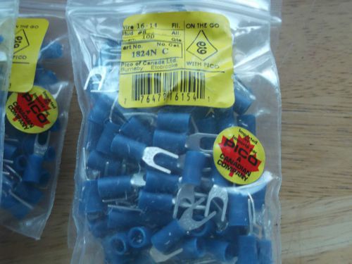 1824NC PICO - QTY 100 - 16-14 AWG #8 Spade Connectors NEW