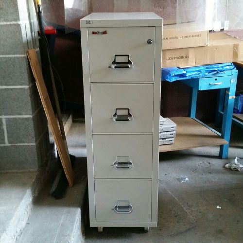 FIREKING 4 DRAWER LETTER FILING CABINET W/KEYS *NICE* W/WHEELS