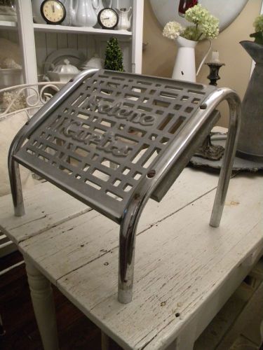 Vintage RARE Beauty Salon &#039;Helene Curtis&#039; Foot Rest Stool Chrome Industrial