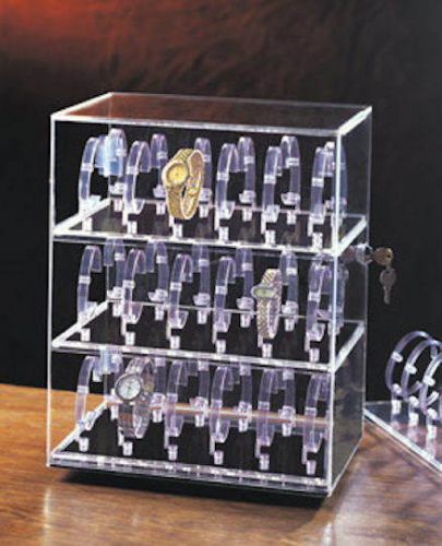 ROTATING 36 WRIST WATCH JEWELRY DISPLAY ACRYLIC CASE