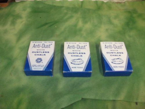 ( 3 ) Binney &amp; Smith Non-Toxic Anti-Dust  ( White ) Dustless Chalk NEW Old Stock