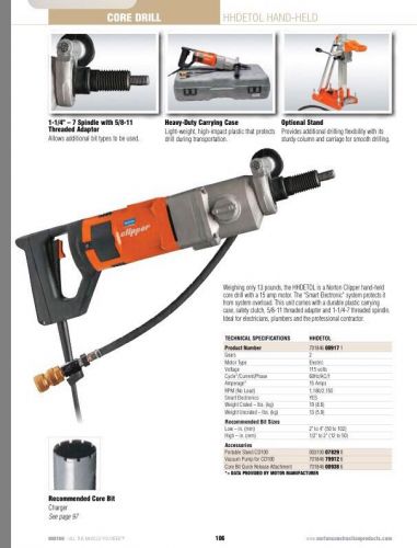 Norton Clipper Handheld Diamond Core Machine 15 Amp 2 Speeds