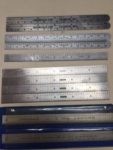 Lot of 11, 6&#034; flexible rules / scales.  Starrett, Brown &amp; Sharpe, General... etc