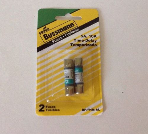 2-Pack Cooper Bussmann 5A &amp; 10A BP/FNM-AL Time-Delay Cartridge Fuses - NEW