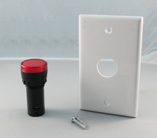 LEDAndon LED 22mm Indicator Light With Wall Plate, 120VAC Red