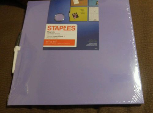 NEW STAPLES LIGHT PURPLE DRY ERASE MAGNETIC BOARD 14X14 BLACK MARKER &amp; MAGNET