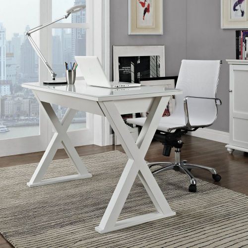 48&#034; White Glass Computer Desk