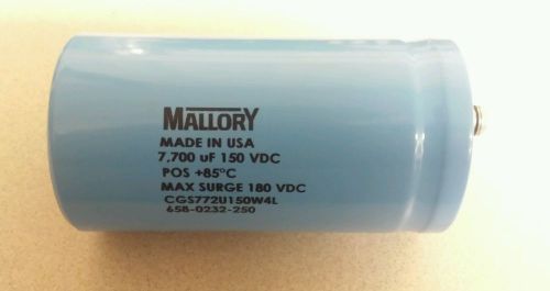 Mallory CGS772U150W4L Capacitor 7700MFD 150VDC Max Surge 1800VDC