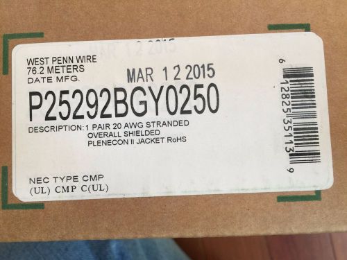 WEST PENN WIRE 25292B 20/2 Stranded bare copper conductors, shielded w/ jacket