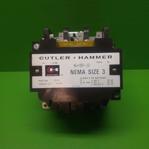 Cutler hammer contact kit c10en3 ser a1 90a a amp 120v/60hz nema size 3 for sale