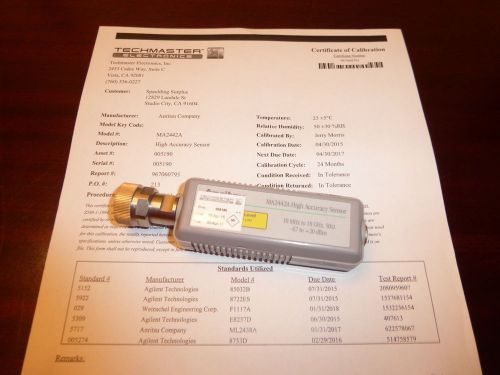 Anritsu ma2442a 10 mhz - 18 ghz (-67 to +20 dbm) power sensor - calibrated! for sale