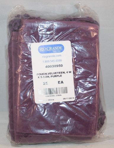 Lot of 25 Purple Velvet Velveteen 4&#034; x 5.5&#034; Drawstring Gift Pouches - Rio Grande