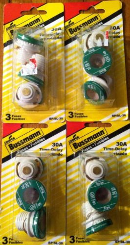 4- 3 Packs Bussmann 30 A Time-Delay Fuses BP/SL-30  12 Fuses