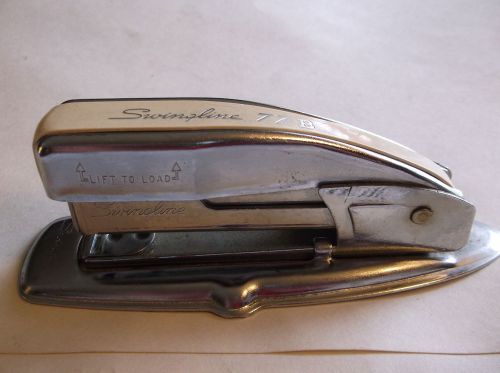 VINTAGE SWINGLINE 77B CHROME STAPLER WHITE INSERT ON HANDLE