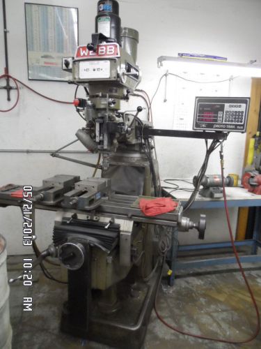 Webb Vertical Milling Machine w/ ProtoTrak Plus Control &amp; Power Feeds, &amp; Drawbar