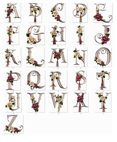 30 Return Address Labels Alphabet Monogram Roses Buy 3 get 1 free (am8)