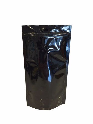 Black Mylar Stand up Bags Pouches + Zipper + Valve 6.5&#034; X 11.5&#034; X 3&#034;(12oz) 100ct