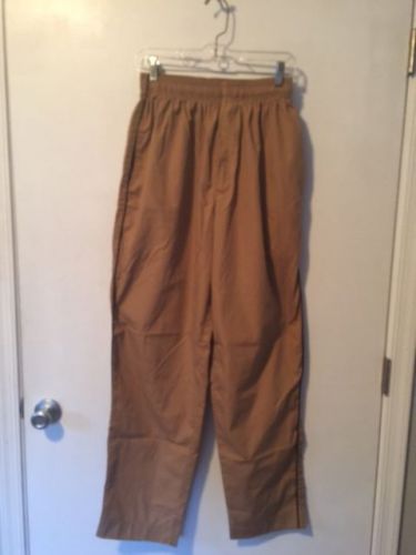 HAPPY CHEF TAN PANTS ELASTIC WAISTW/TIE &amp; SIDE &amp; BACK POCKETS SIZE MEDIUM