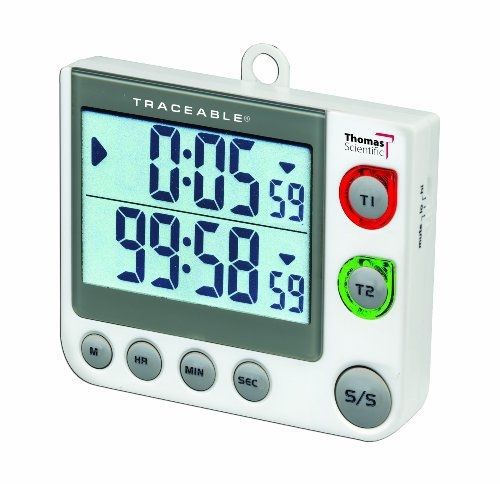 Thomas 5017 Traceable Flashing LED Big-Digit Dual Channel Timer, 3&#034; Width x 3.5&#034;