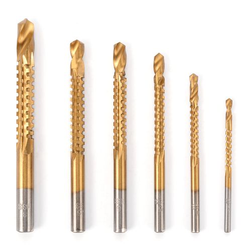 6pcs ti step drill bit woodworking wood metal cutting hole saw hss 4241 bi238 for sale