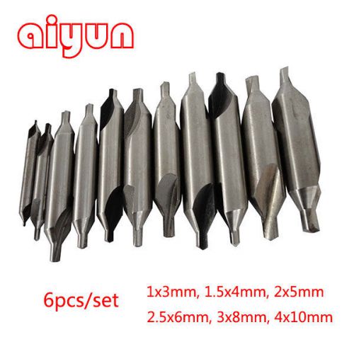 6pcs/set HSS Silver Tone Combined Center Drill Bits Countersinks Bit Set