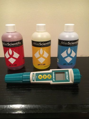 Extech PH110 ExStik Waterproof pH Meter + 3 Bottles Of Atlas Scientific Calibrat