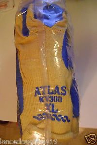 ATLAS  KV 300 X-LARGE  RUBBER  PALM  KEVLAR  CUT  PROTECTION  GLOVES 1 Doz.