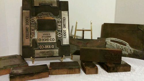 VINTAGE 9 LETTER PRESS WOOD BLOCKS OHIO KNIFE CO CINCINNATI STAMP COPPER PRINTER