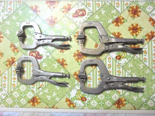 Lot,2 Petersen Dewitt 6SP &amp; 2-4SP Vise Grips, C Clamp with Swivel Pads,Original