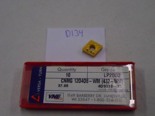 10 NEW VERSA-TURN CNMG 432-WM CARBIDE INSERTS. GRADE: LP2002. {D134}