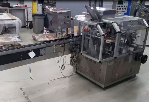 ROMACO HORIZONTAL CARTONER MODEL AS100 WITH LEAFLET FEEDER, SETUP FOR TUCK