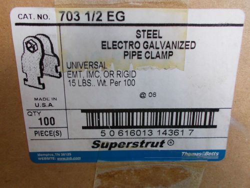 New box of 100 superstrut thomas betts pipe clamp 703 1/2 eg for sale