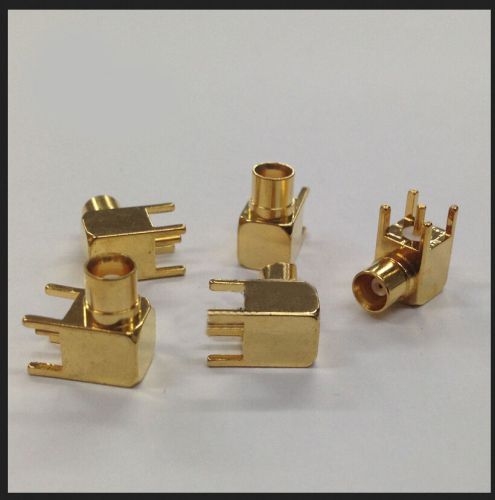 10pc gold-plated 50ohm mcx female right angle socket copper rf coaxial pcb mount for sale