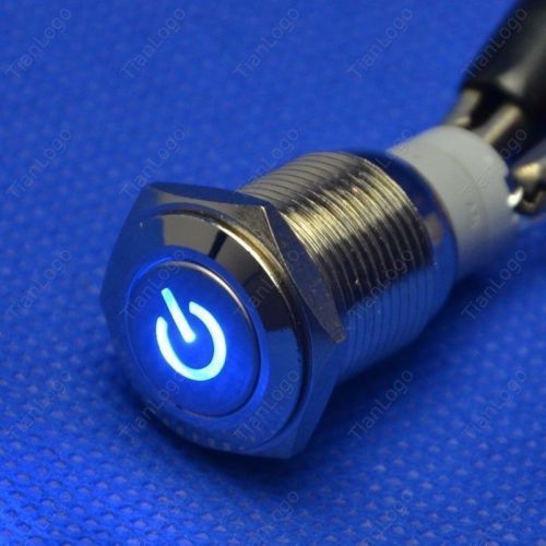 12V 19mm Push Power Button Angel Eye BLUE LED Metal CAR Switch Latching Lock