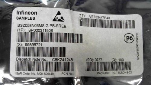 100-pcs n-channel 30v 40a infineon bsz058n03ms g 058n03 bsz058n03msg for sale