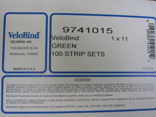 1&#034; x 11&#034; Velobind Binding Strips 100 Strip Sets GREEN