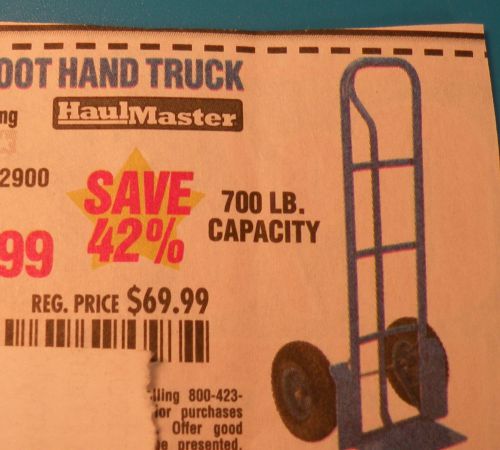 Harbor Freight COUPON SAV$30 on Haul-Master 700lb Cap Bigfoot Hand Truck S58