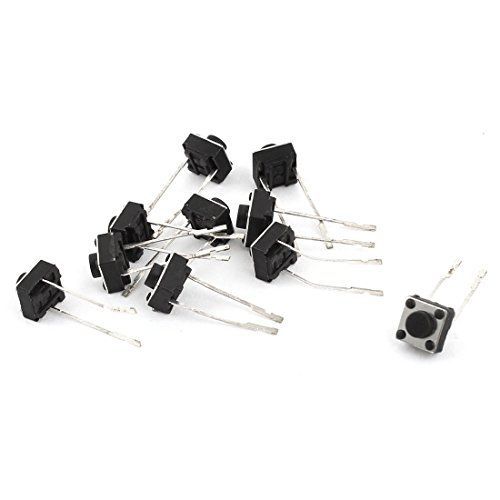 10 Pcs 2Pin Momentary Tactile Tact Push Button Switch Black 6x6x5mm