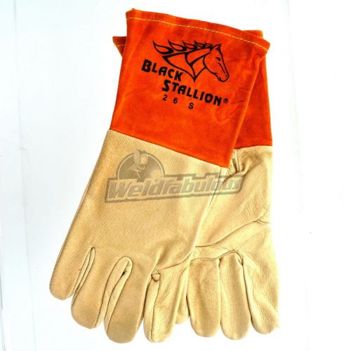 Revco black stallion 26 long cuff grain pigskin mig welding gloves, small for sale