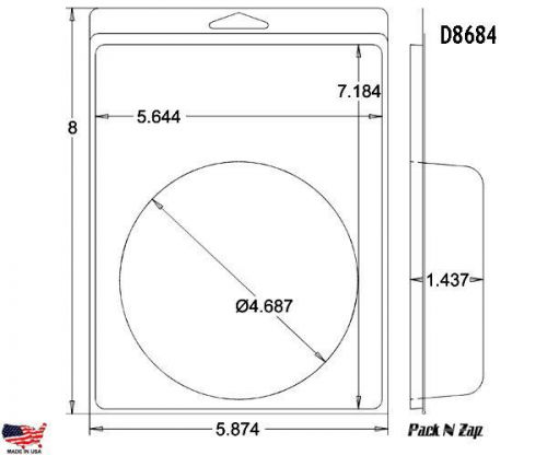 D8684: 200 - 8&#034;H x 6&#034;W x 1.437&#034;D Clamshell Packaging Clear Plastic Blister Pack