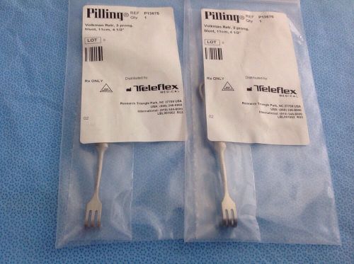 Pilling Volkman Retractor 3 Prong Blunt 4 1/2&#034; Long Ref P13675 2pcs