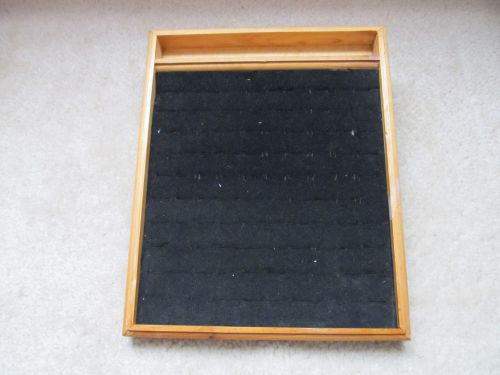 Oak Flat Ring Display Case w/Black insert for 100 Rings