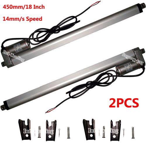 Set of 2 linear actuators 18&#034; stroke w/ brackets 12v volt dc 220 pound max lift for sale