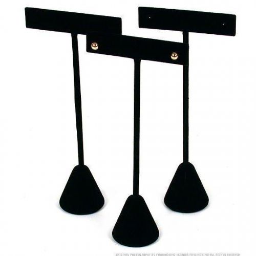 3 Black Velvet Earring T Stand Displays 5 3/4&#034;