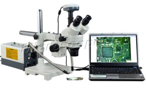 3.5x-90x zoom boom stand stereo microscope+9.0mp usb camera+dual fiber light for sale