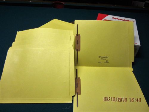 Yellow End Tab FILE FOLDERS with Fasteners /Letter   50/box  PENDAFLEX  H1OU13Y