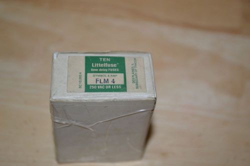 New in Box LITTELFUSE BOX OF 10 POWR-GARD FUSES FLM 4 AMP 250 VOLT Silver